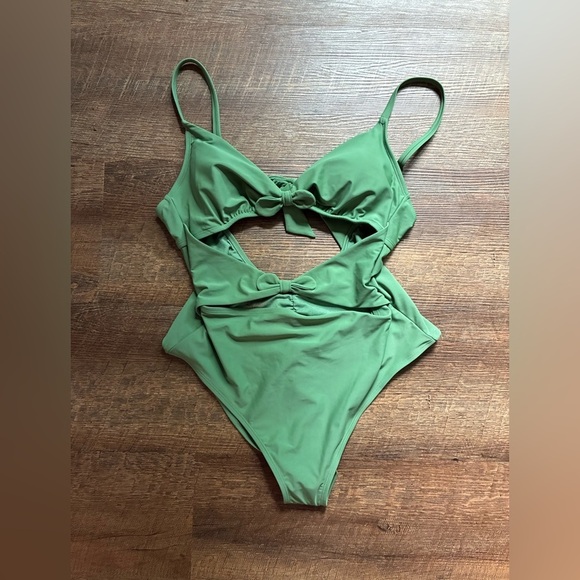 ADORE ME swim Morgan Contour one-piece swimsuit ivy green bow NWT sz XL - Picture 8 of 15